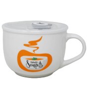 Wholesale - 16oz "TOMATO SOUP" CERAMIC SOUP MUG W/VENTED LID AND DAY DOT MAISON SUCASA C/P 36, UPC: 810094752248